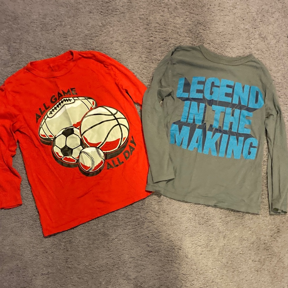 The Children's Place Red and Gray Sports Long Sleeve Tees